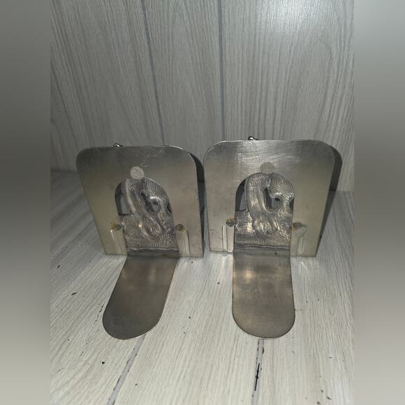 Vtg Pewter Golf Themed Bookends Heavy Silver Toned MCM Golfer 3D PGA Library - Picture 3 of 6